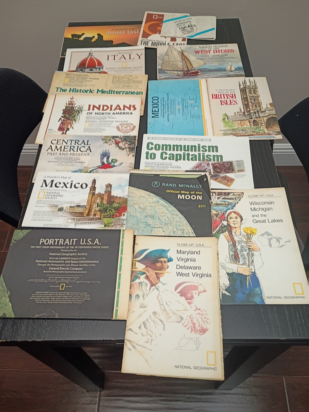 National Geographic Vintage World Map & Region Guide Lot - Assorted Colors
